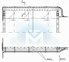 411307-ТМП-333 Узел перехода двух ВОК по ригелю жёсткой поперечины на металлических опорах к зданию