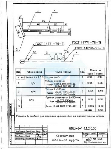 Кронштейн кабельной муфты