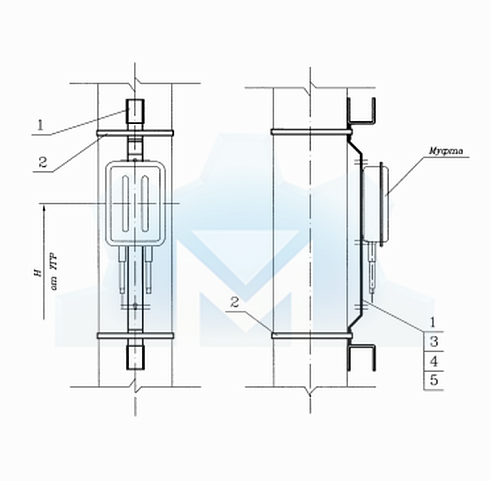 411307-ТМП-191 Узел крепления муфты NCD530 и XOK1030 на железобетонной опоре КС и опоре автоблокировки